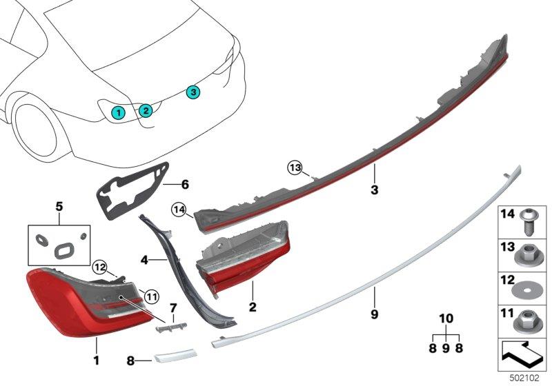 Diagram Rear light for your 2019 BMW 740i Automatic Sedan 