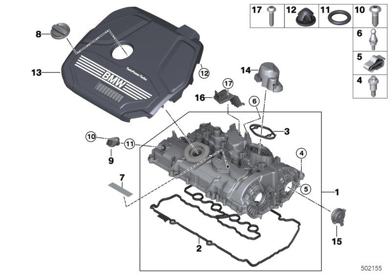 Diagram Cylinder head cover/Mounting parts for your BMW