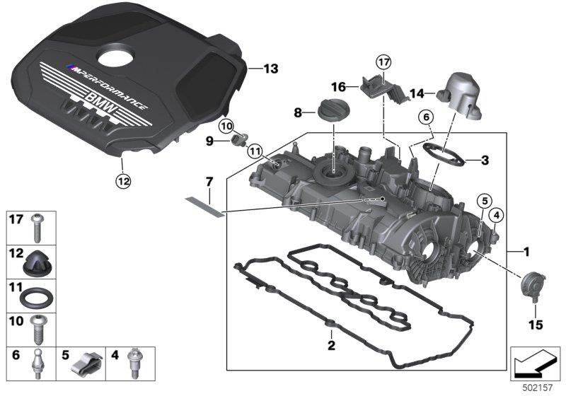 Diagram Cylinder head cover/Mounting parts for your 2024 BMW 530i   