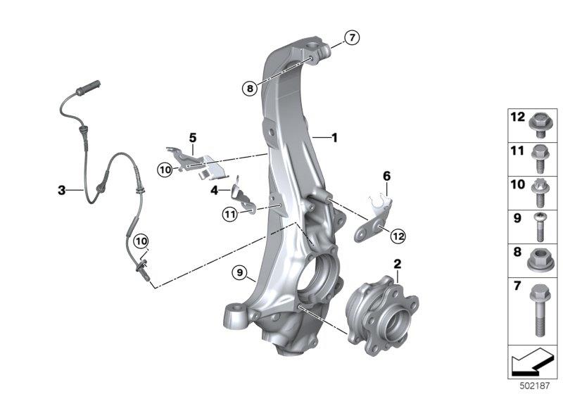 Diagram Carrier / wheel bearing, front for your BMW