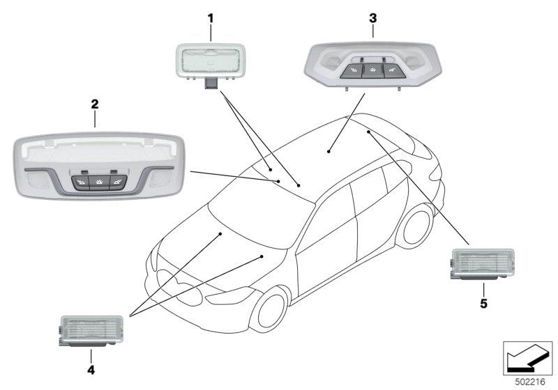 Diagram Interior lights for your 2019 BMW 230i   