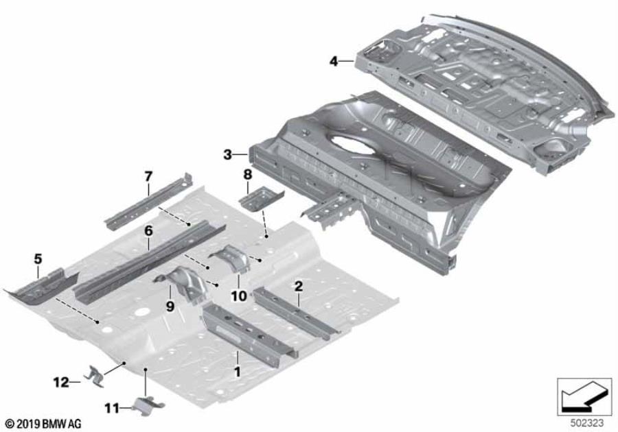 Diagram Partition trunk/Floor parts for your 2012 BMW M6   