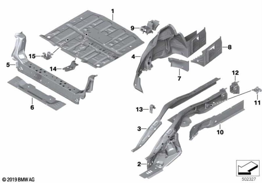 Diagram Floor panel trunk/wheel housing rear for your BMW