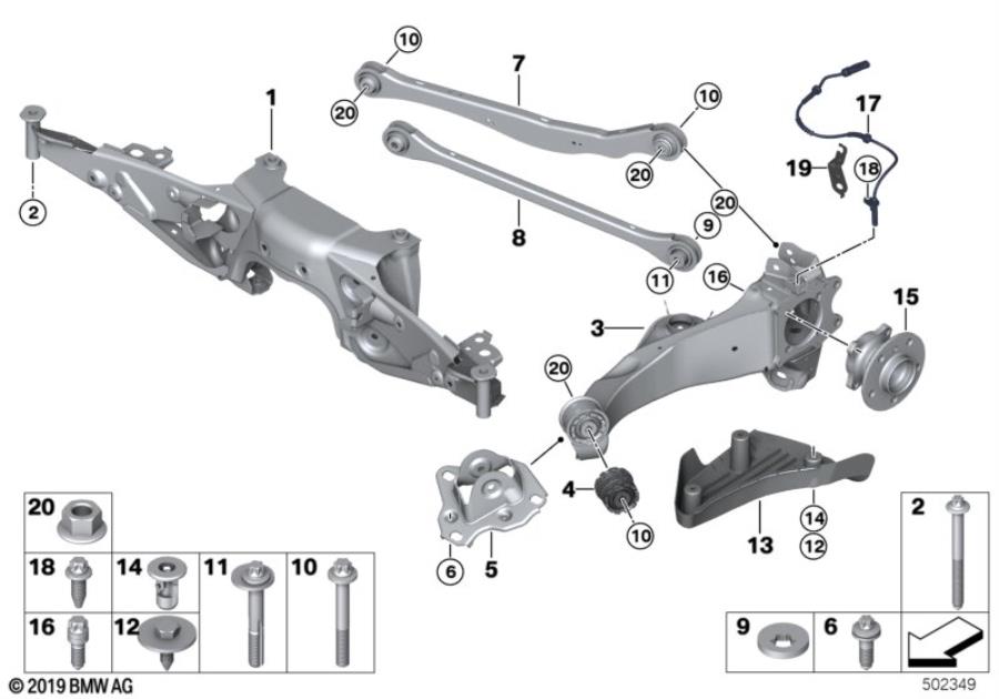 Diagram Rr axle support, wheel susp.,whl bearing for your MINI