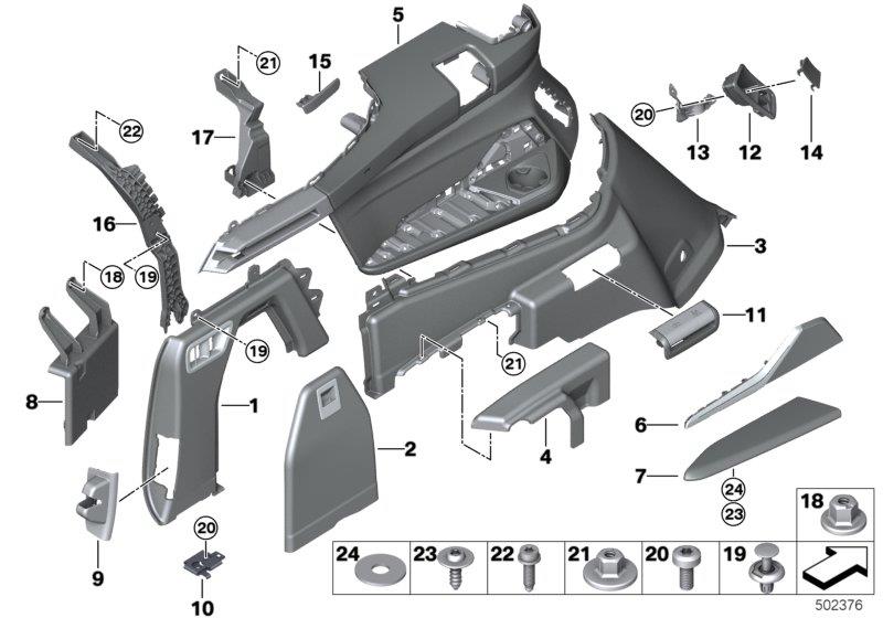 Diagram Left trunk trim for your 1988 BMW M6   