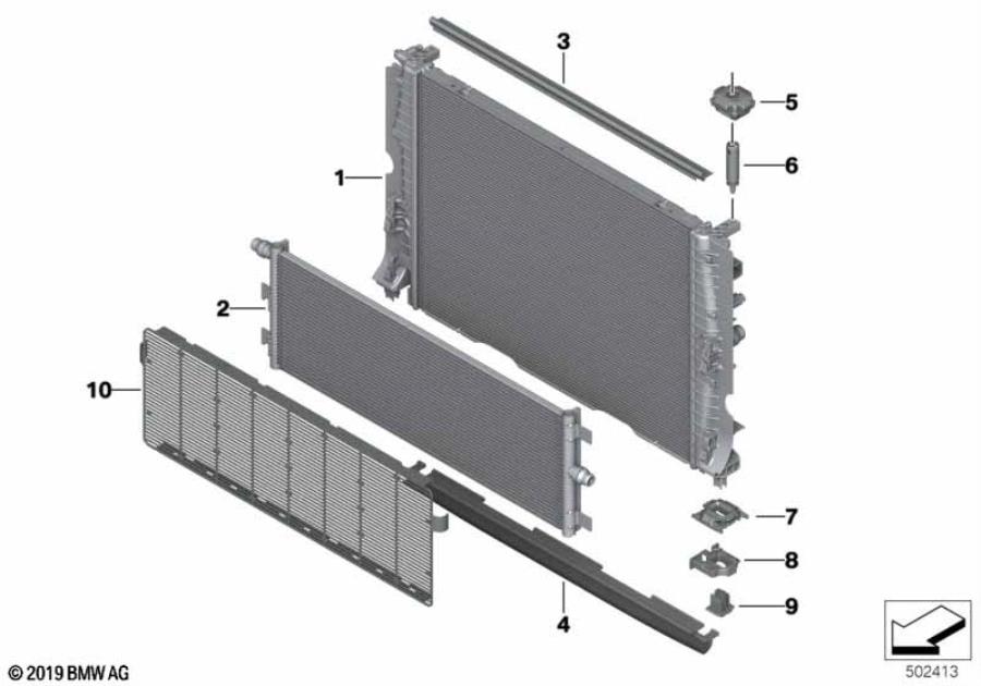 Diagram Coolant radiator mounting hardware for your MINI Electric  