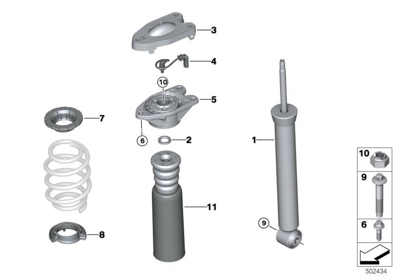 Diagram Shock absorber, rear, VDC for your 2009 BMW M6   