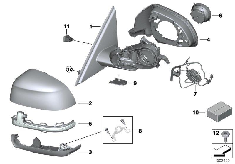 Diagram Exterior mirror (S760A) for your BMW X6  