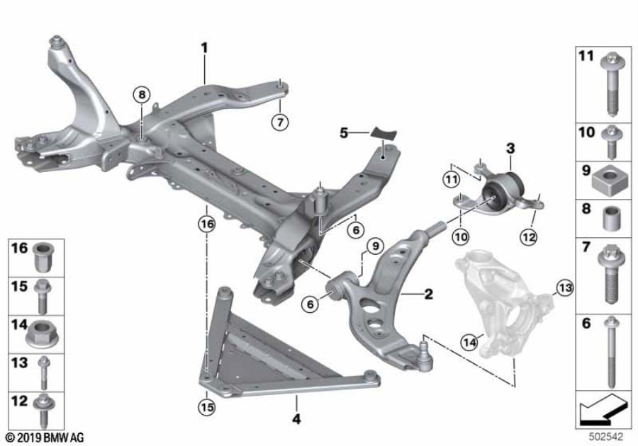 Diagram Front axle support/wishbone for your MINI