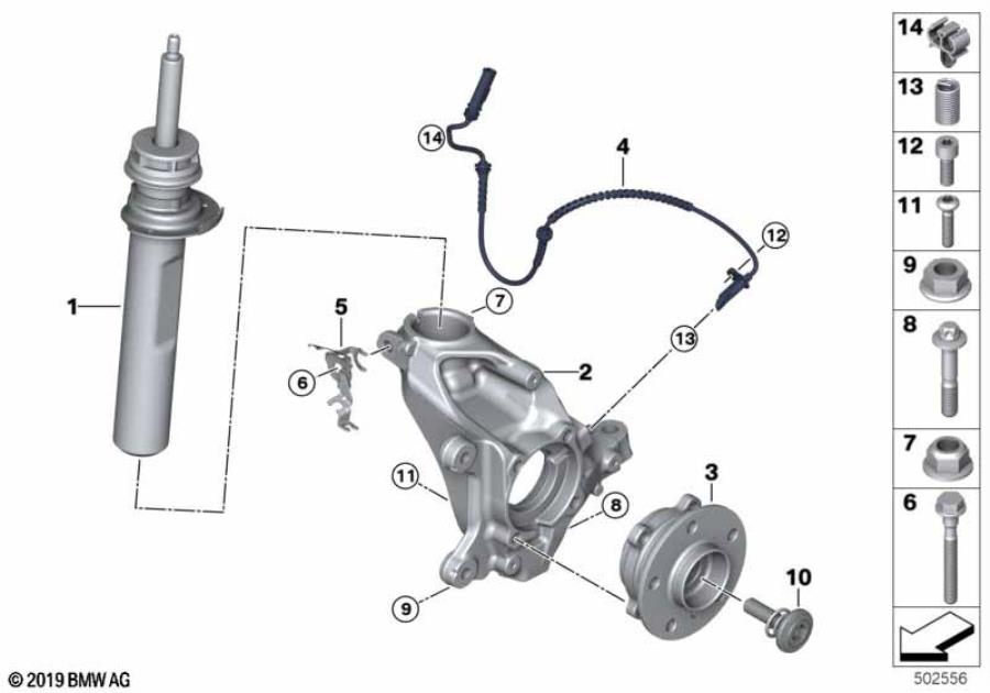 Diagram Front Spring strut/Carrier/Wheel bearing for your MINI