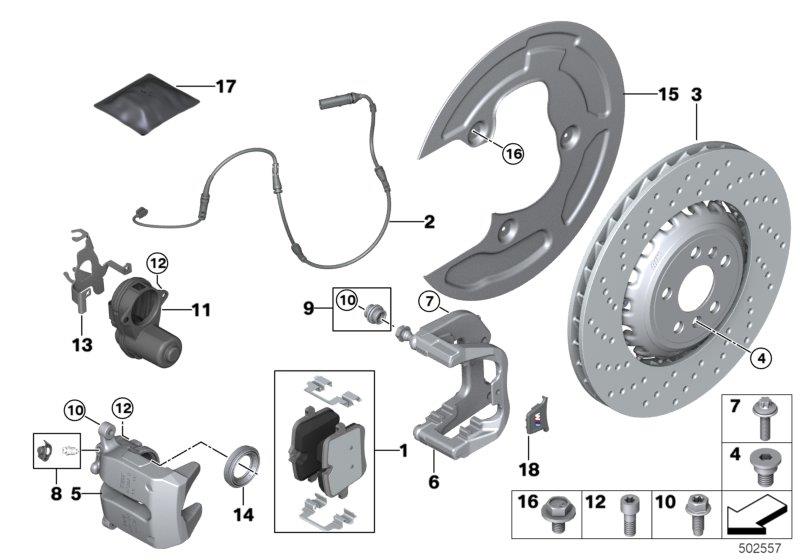 Diagram Rear brake / brake pad / wear sensor for your BMW X6  