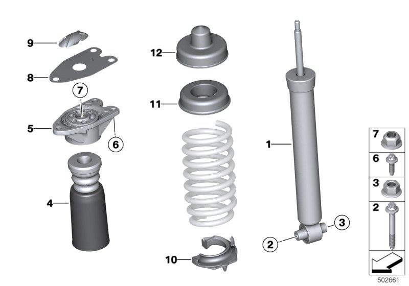 Diagram Single components for rear spring strut for your 1995 BMW