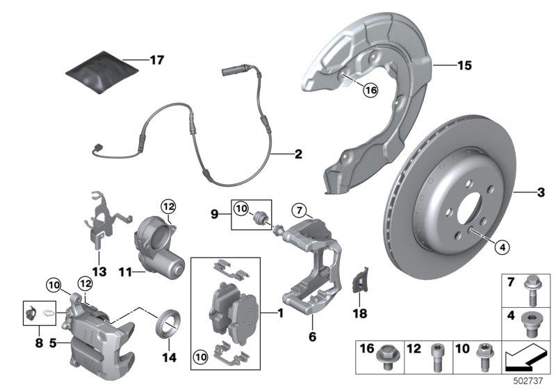 Diagram Rear brake / brake pad / wear sensor for your BMW X3  