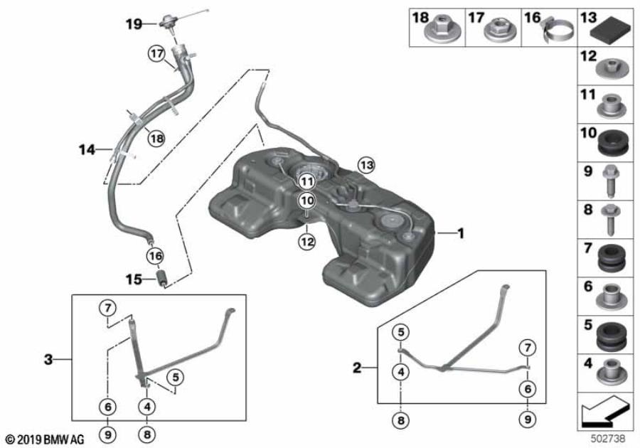 Diagram Fuel tank/mounting parts for your BMW M6  