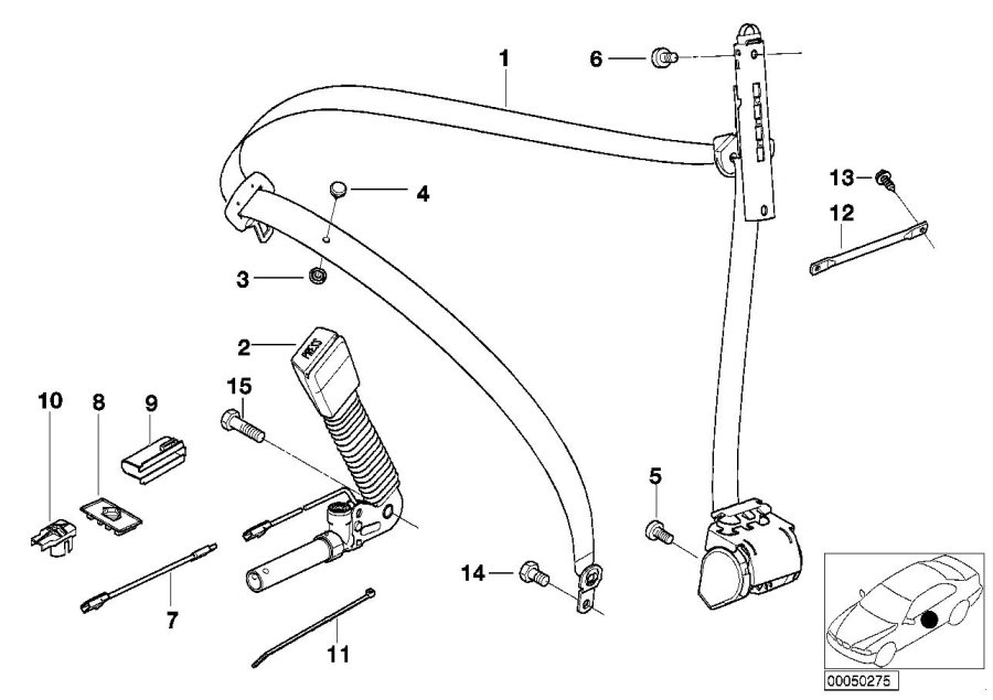 Diagram Safety belt front left for your BMW