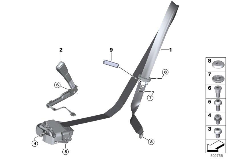 Diagram Safety belt, REMA, front for your BMW