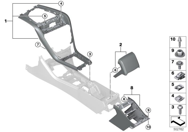 Diagram Mounting parts, center console for your 2023 BMW X3  30eX 