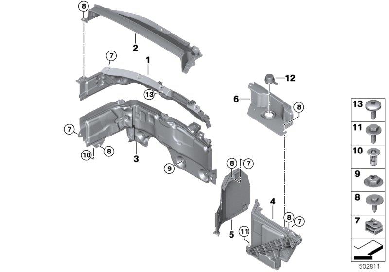 Diagram Mounting parts, engine compartment for your 2013 BMW M6   