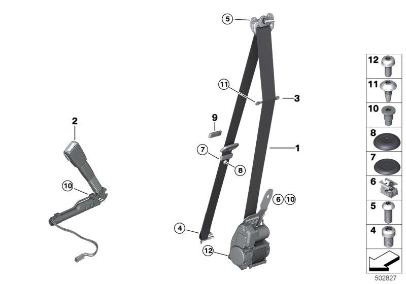 Diagram Safety belt, REMA, front for your BMW 328d  