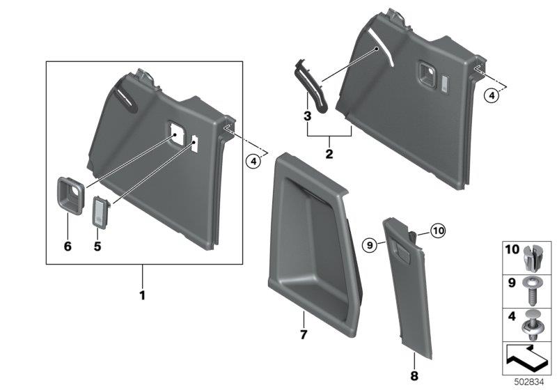 Diagram Right TRUNK TRIM for your BMW