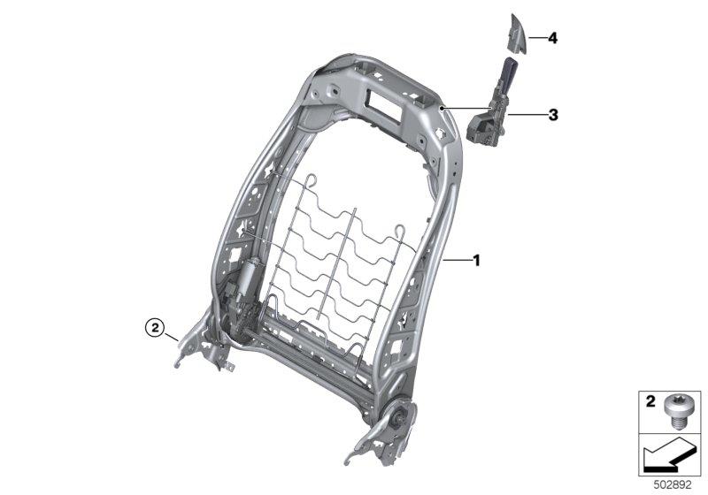 Diagram Seat, front, backrest frame for your 2012 BMW M6   