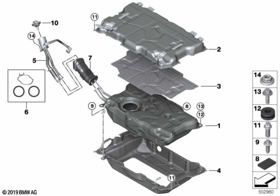Diagram Fuel tank/mounting parts for your BMW X2  