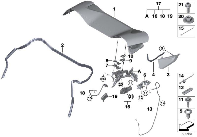 Diagram Folding top compartment lid for your 2016 BMW M6   