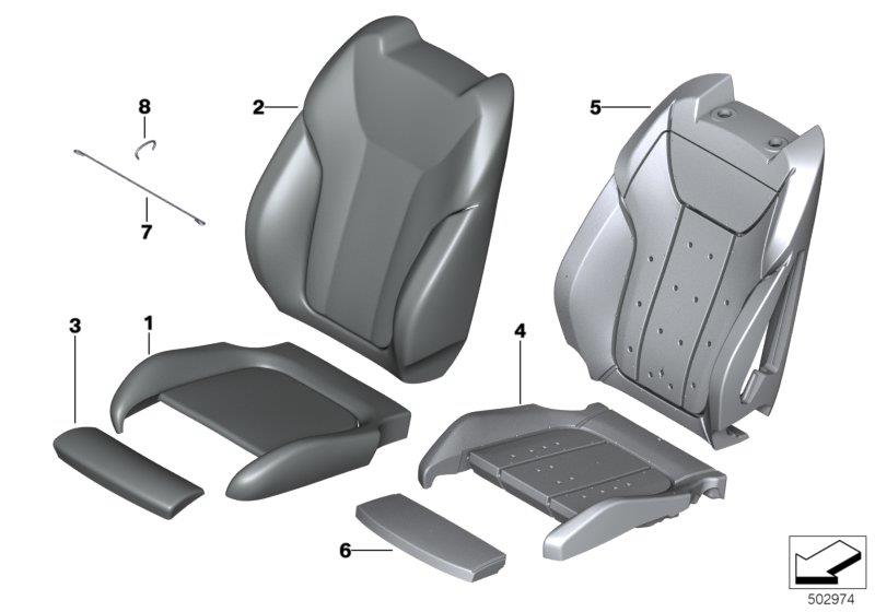 Diagram Seat, front, uphlstry, cover, Sport seat for your BMW X4  