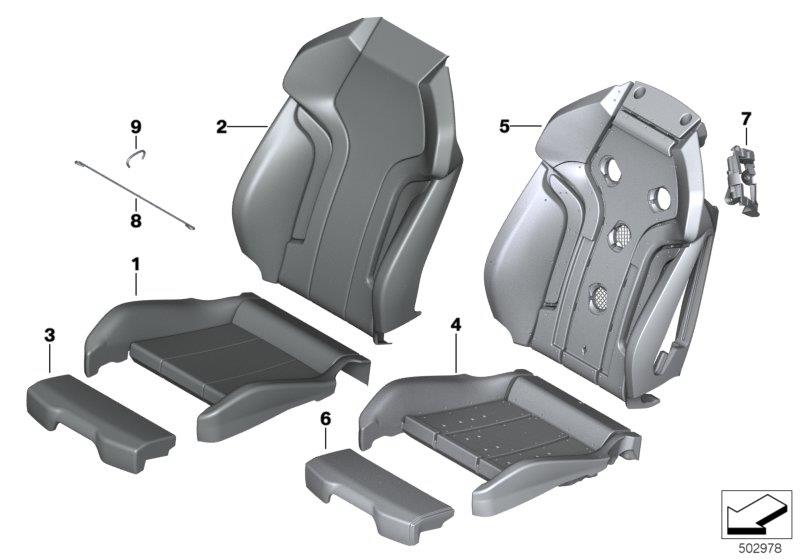 Diagram Front seat, uph.and cover, M sports seat for your BMW