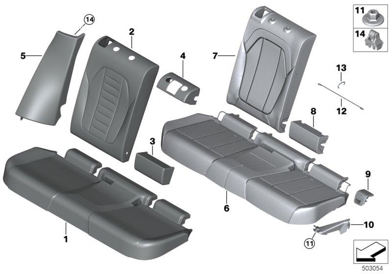 Diagram Seat, rear, uphlstry/cover, load-through for your BMW