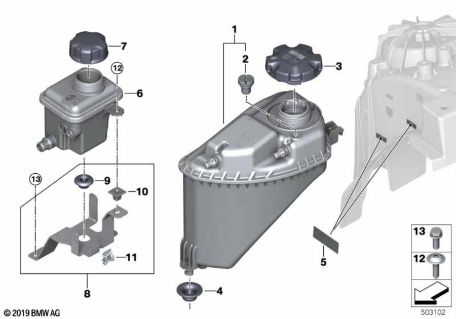 Diagram Expansion tank for your 2021 BMW X6   
