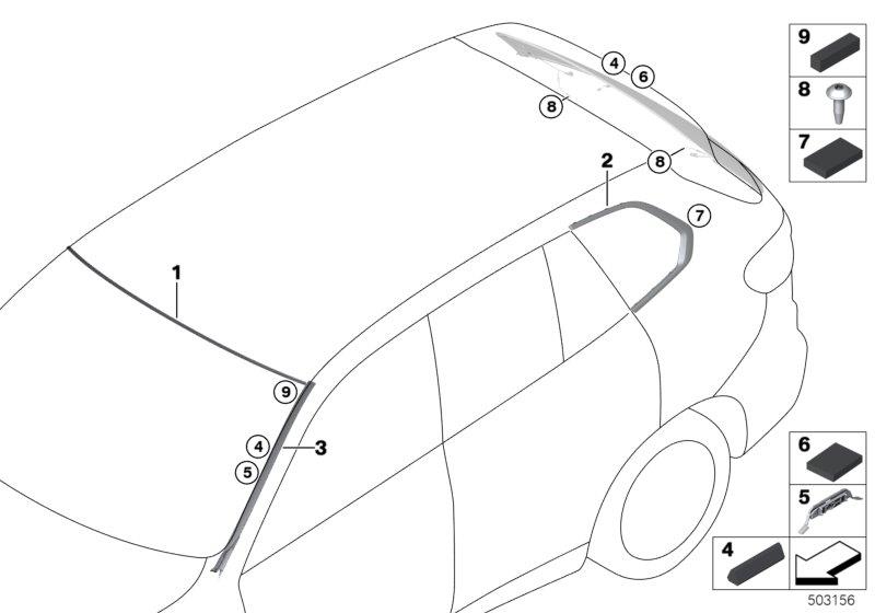 Diagram Window mounting parts for your 2020 BMW 440iX   