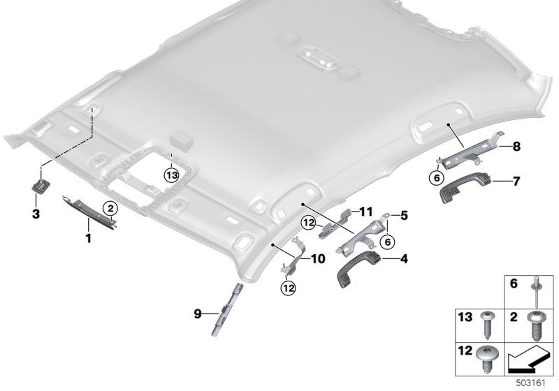 Diagram Mounting parts, roof antenna for your 2012 BMW M6   