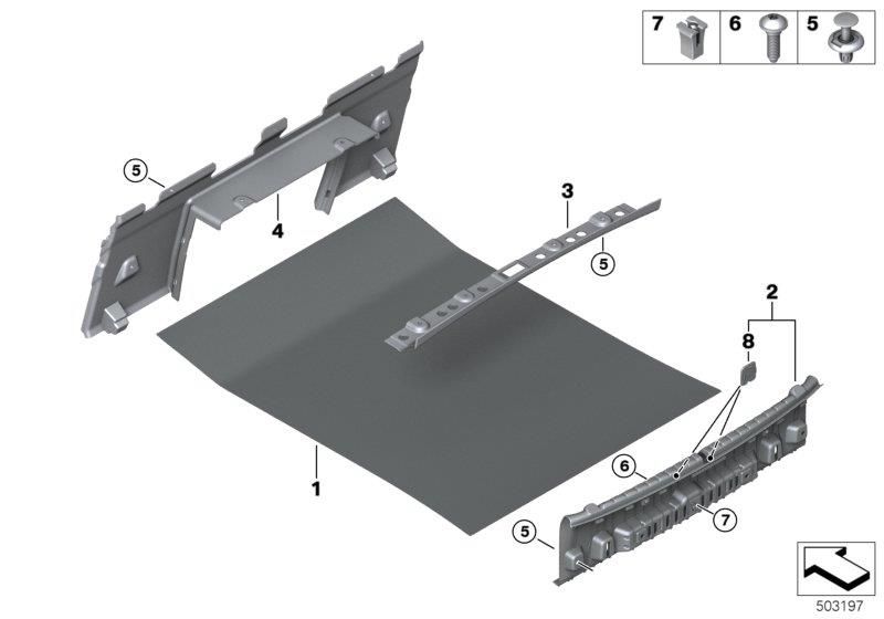 Diagram Trim panel, trunk floor for your BMW M6  