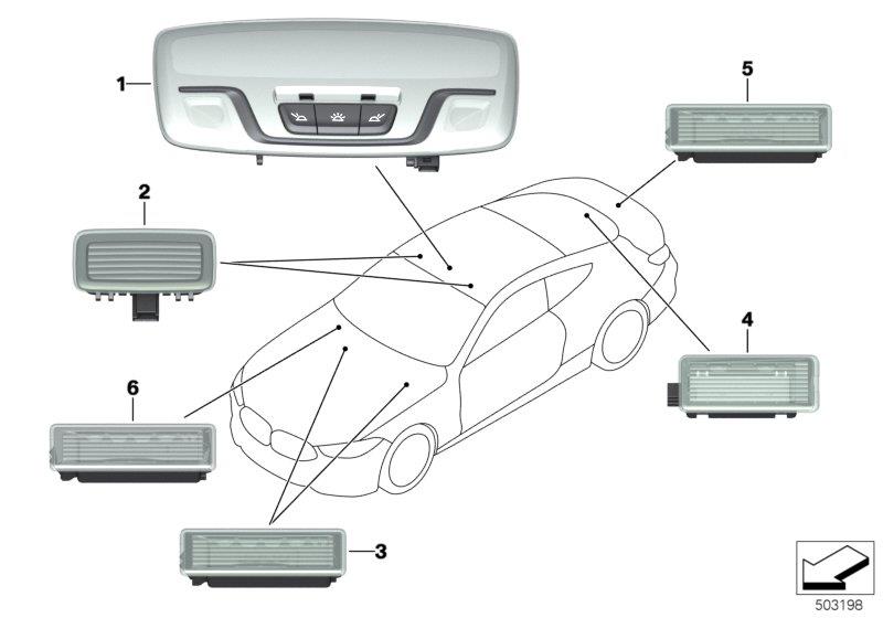 Diagram Interior lights for your 2021 BMW 230i   