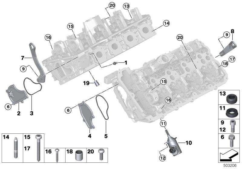 Diagram Cylinder head attached parts for your BMW