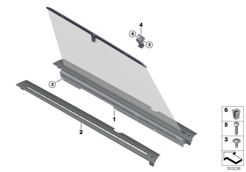 Diagram Roller sun vizor, rear door for your 2009 BMW M6   