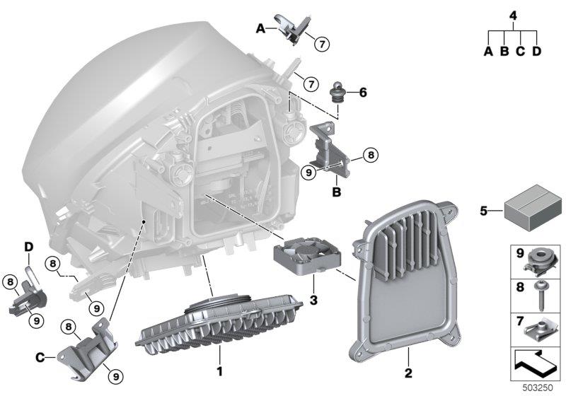 Diagram Single parts, headlight LED for your MINI