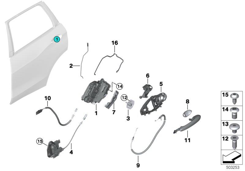 Diagram Closing system, door, rear for your 2007 BMW M6   