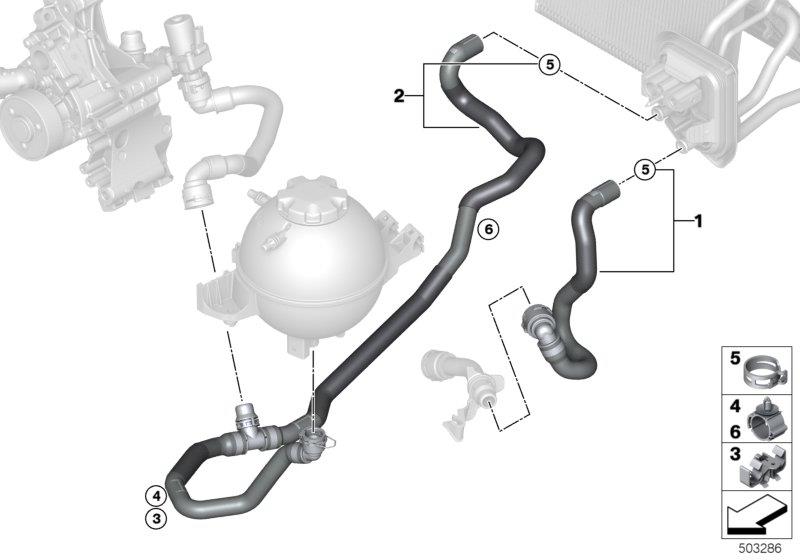 Diagram Cooling water hoses for your BMW M6  