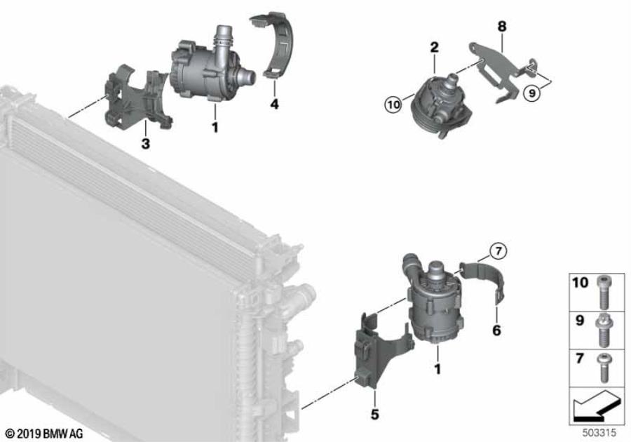 Diagram Electric water pump / mount for your 2007 BMW M6   