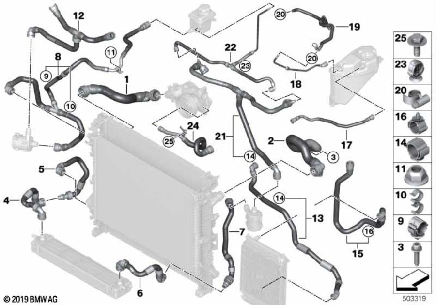 Diagram Cooling system coolant hoses for your 2009 BMW M6   