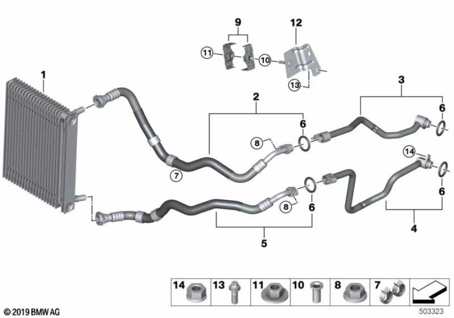 Diagram Engine oil cooler/oil cooler line for your BMW
