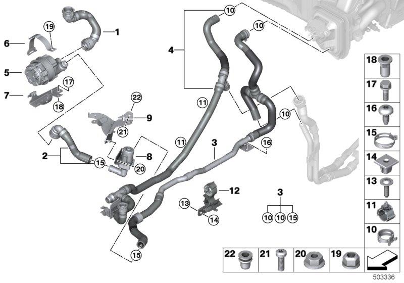 Le diagramme Tuyaux d"eau de refroidissement pour votre BMW