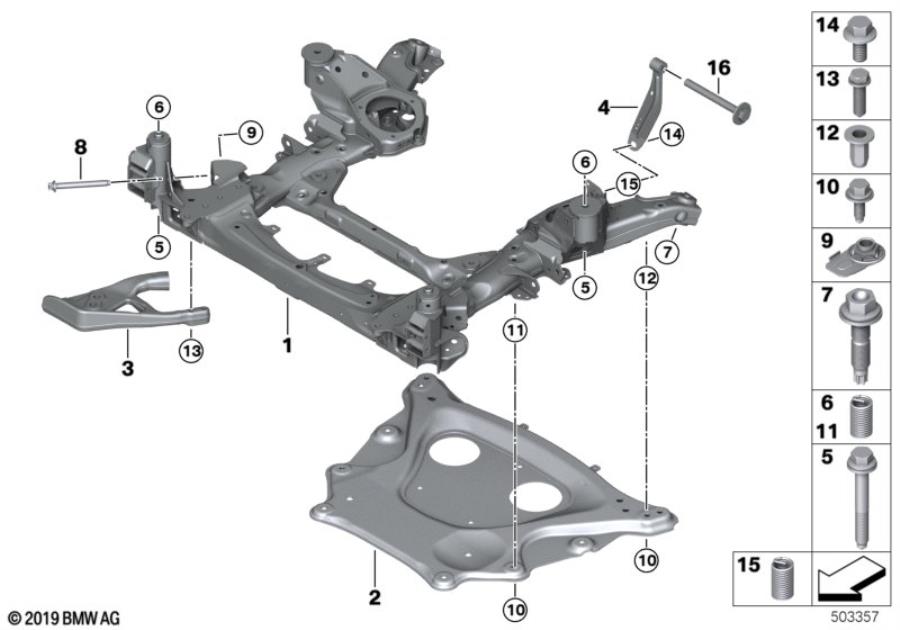 Diagram Front axle support, 4-wheel for your BMW X2  