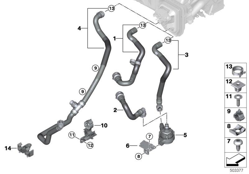 Diagram Cooling water hoses for your 2016 BMW M6   