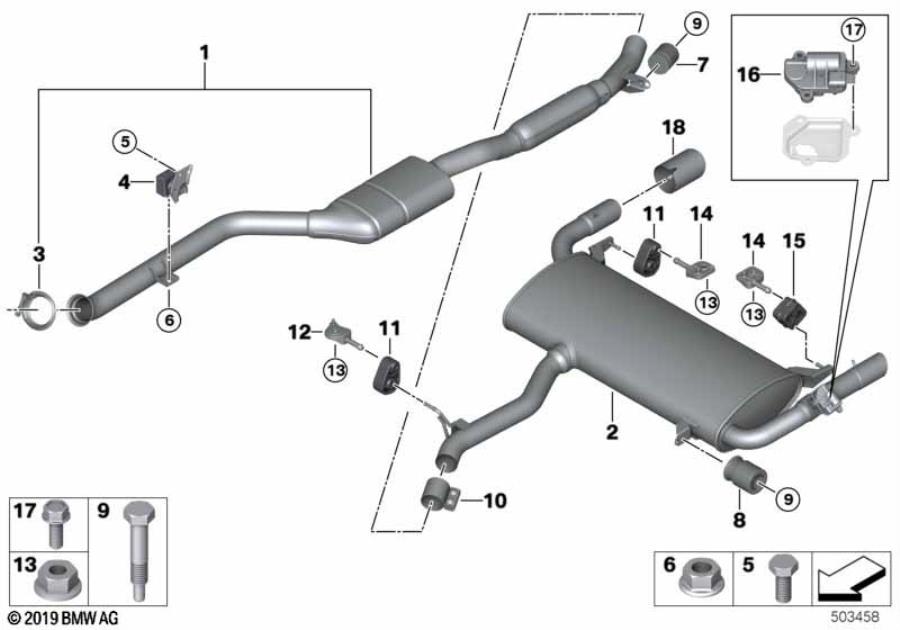Diagram Exhaust system, rear for your 2018 BMW M6   