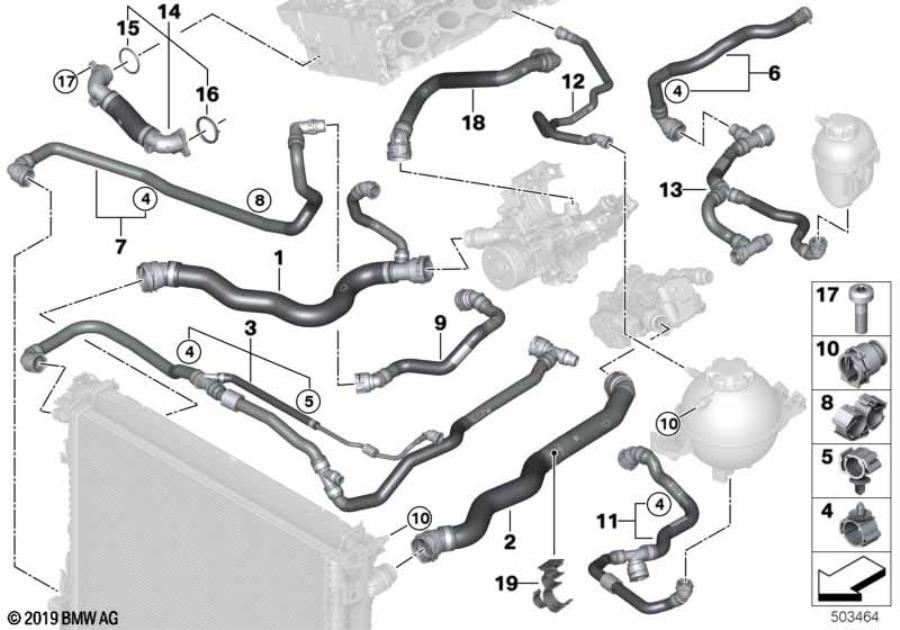 Diagram Cooling system coolant hoses for your 2012 BMW M6   