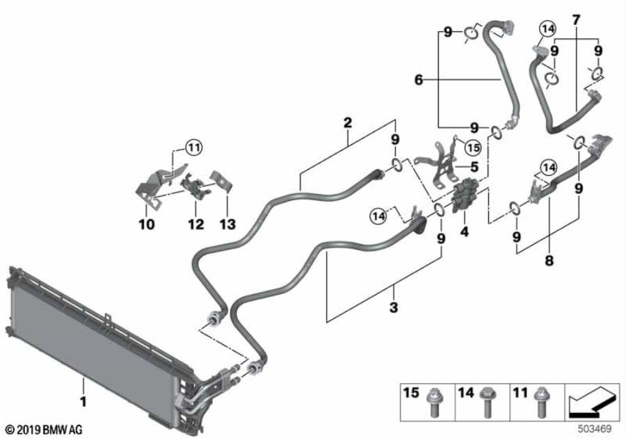 Diagram Transmission oil cooler/oil cooler line for your BMW M6  