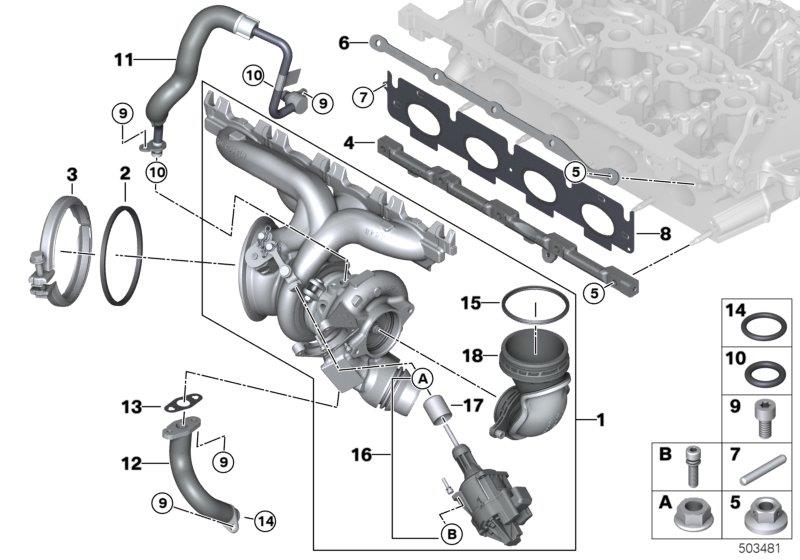 Diagram Exhaust turbocharger with lubrication for your MINI John Cooper Works  
